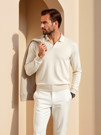 Matteo | Elegantes Langarm Poloshirt für Herren Baumwolle