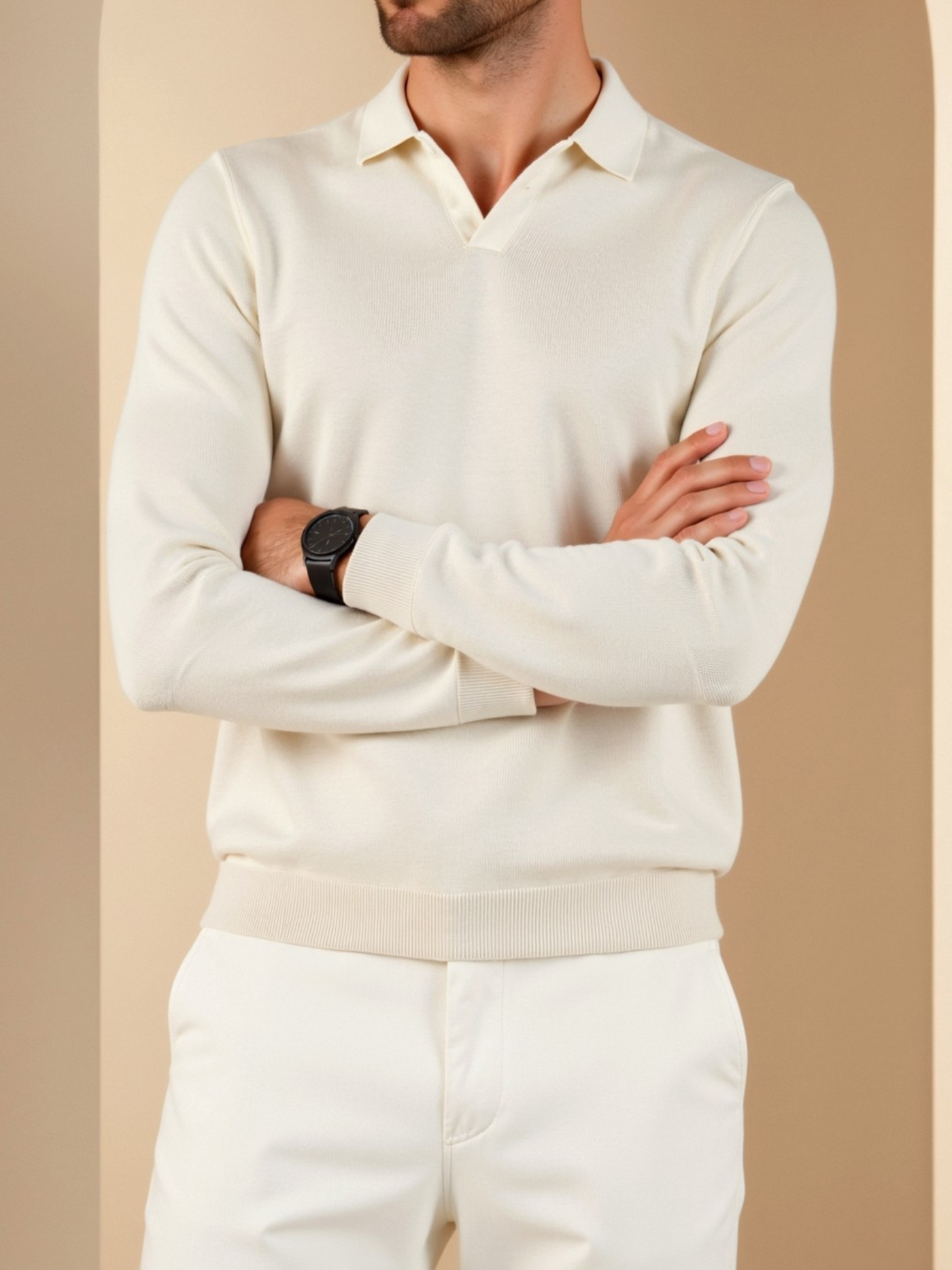 Matteo | Elegantes Langarm Poloshirt für Herren Baumwolle