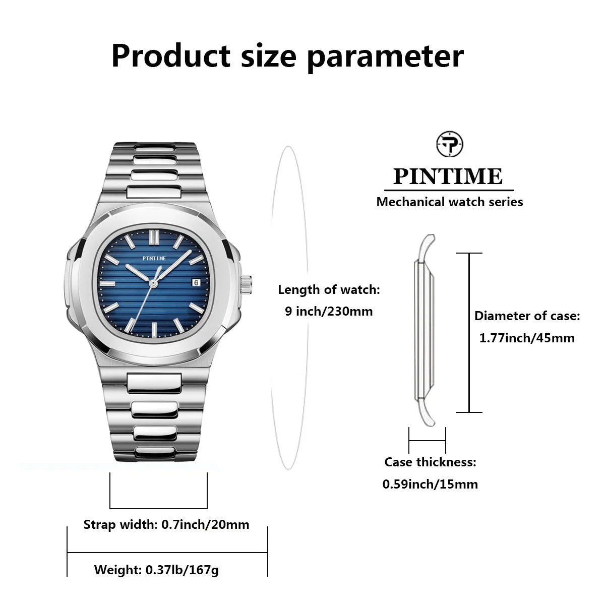 Atlantis - Mechanische Armbanduhr für Herren – Parrot Serie 2024 mit Nachtlicht & wasserdichtem Design