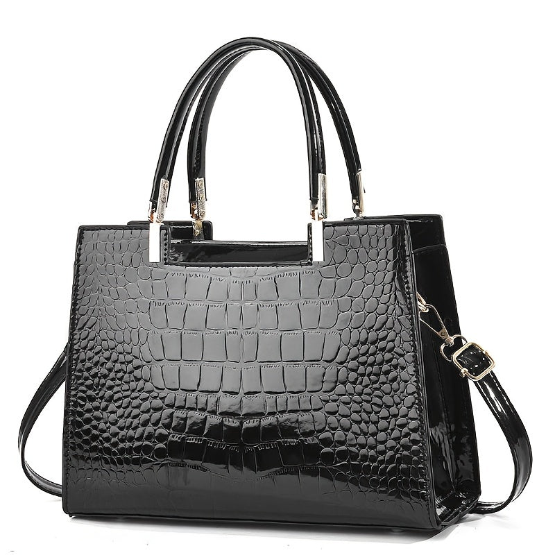 Melinda | Elegante Krokodil-Handtasche für Damen glänzend