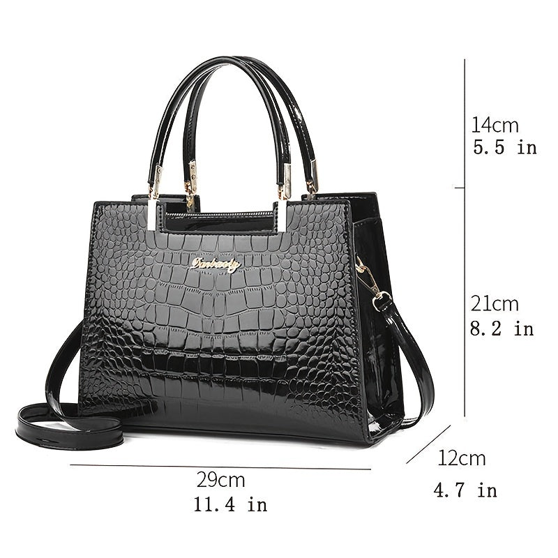 Melinda | Elegante Krokodil-Handtasche für Damen glänzend