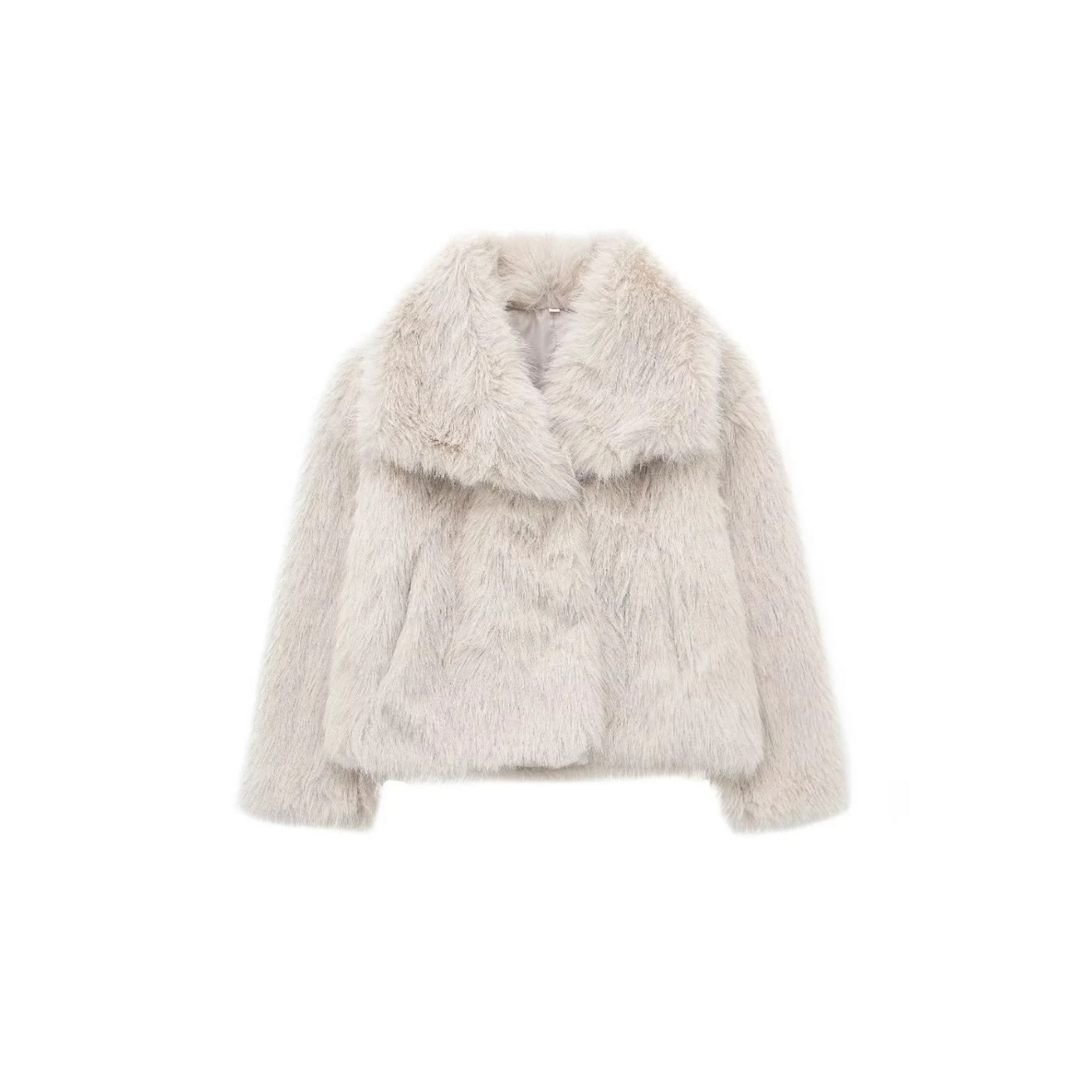 FAYE Kunstfelljacke mit Revers – Oversized & Elegant