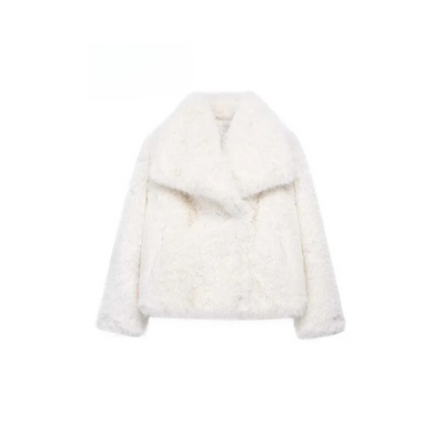 FAYE Kunstfelljacke mit Revers – Oversized & Elegant