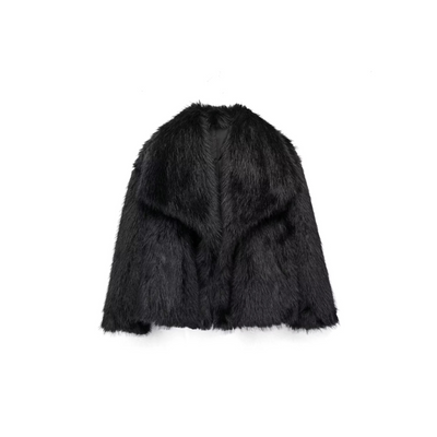 FAYE Kunstfelljacke mit Revers – Oversized & Elegant
