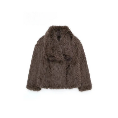 FAYE Kunstfelljacke mit Revers – Oversized & Elegant