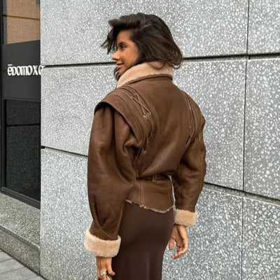 Paloma | Elegante Kunstlederjacke für Damen mit Teddy-Futter 4