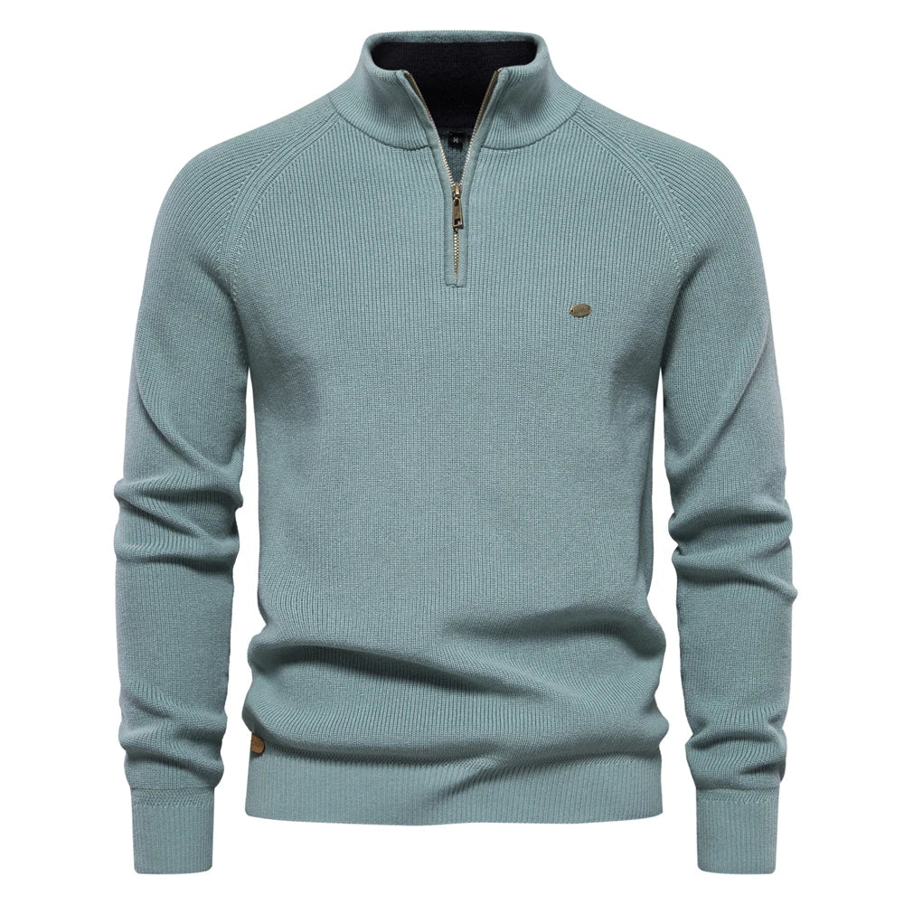 Variant image for Herren Strickjacke Braun Größe L Baumwolle mit Reißverschluss und hohem Kragen-17
