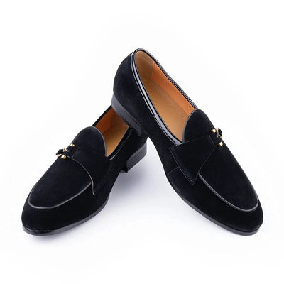 Enzo schwarze Veloursleder-Loafer