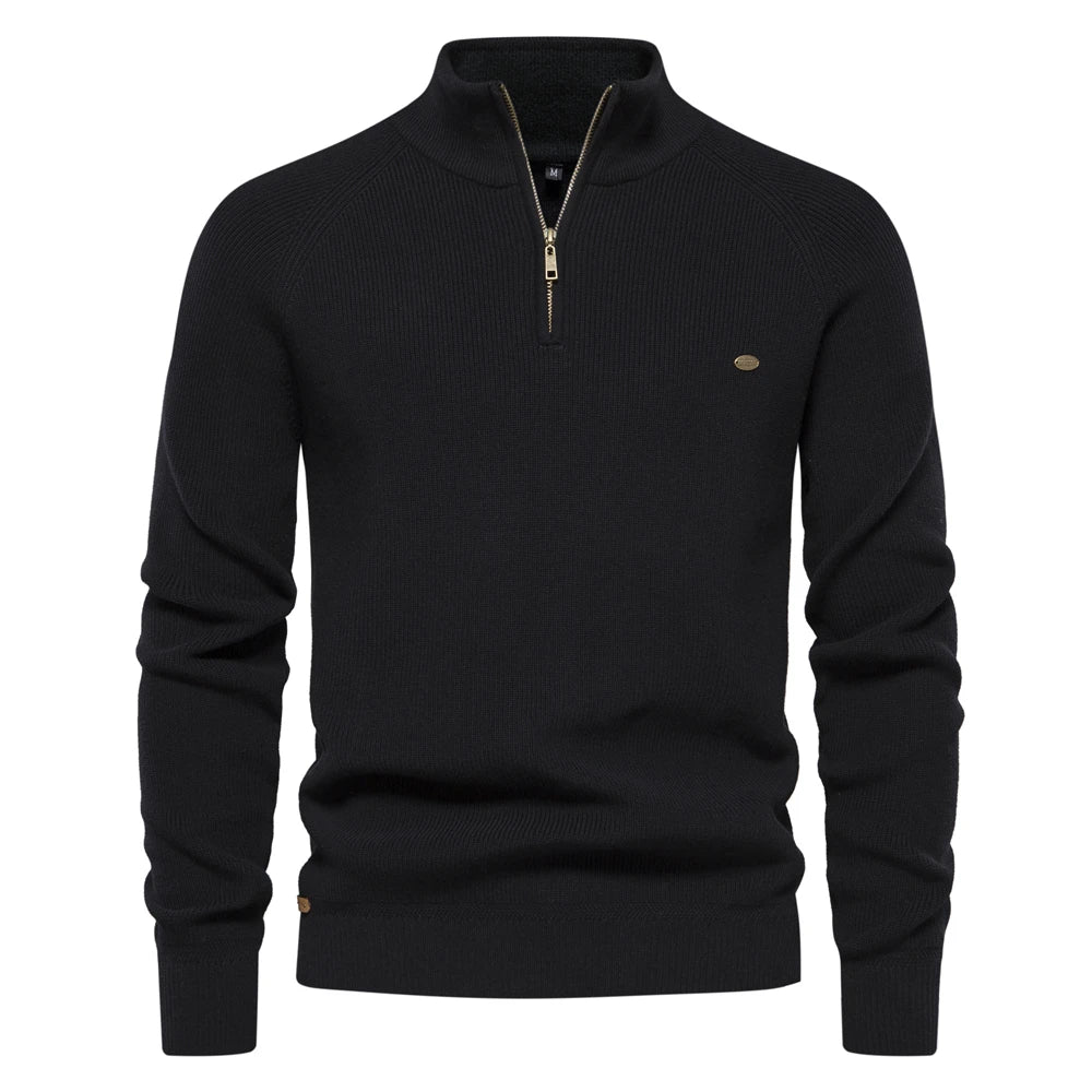 Variant image for Herren Strickjacke Braun Größe L Baumwolle mit Reißverschluss und hohem Kragen-2