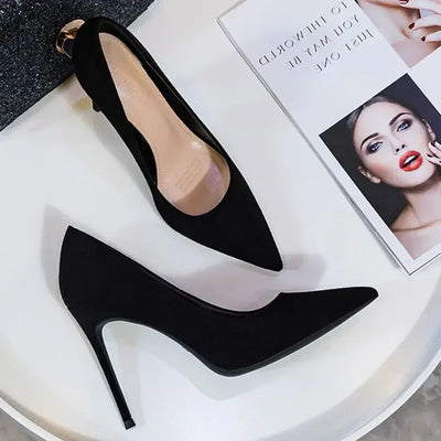 Variant image for Damen High Heels Schwarz Größe 38 Wildleder Absatzschuhe 8 cm-1
