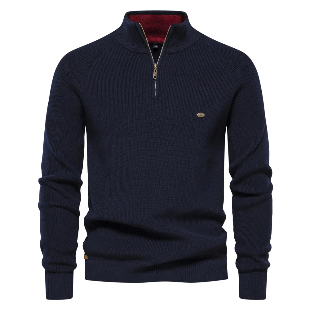 Variant image for Herren Strickjacke Braun Größe L Baumwolle mit Reißverschluss und hohem Kragen-3