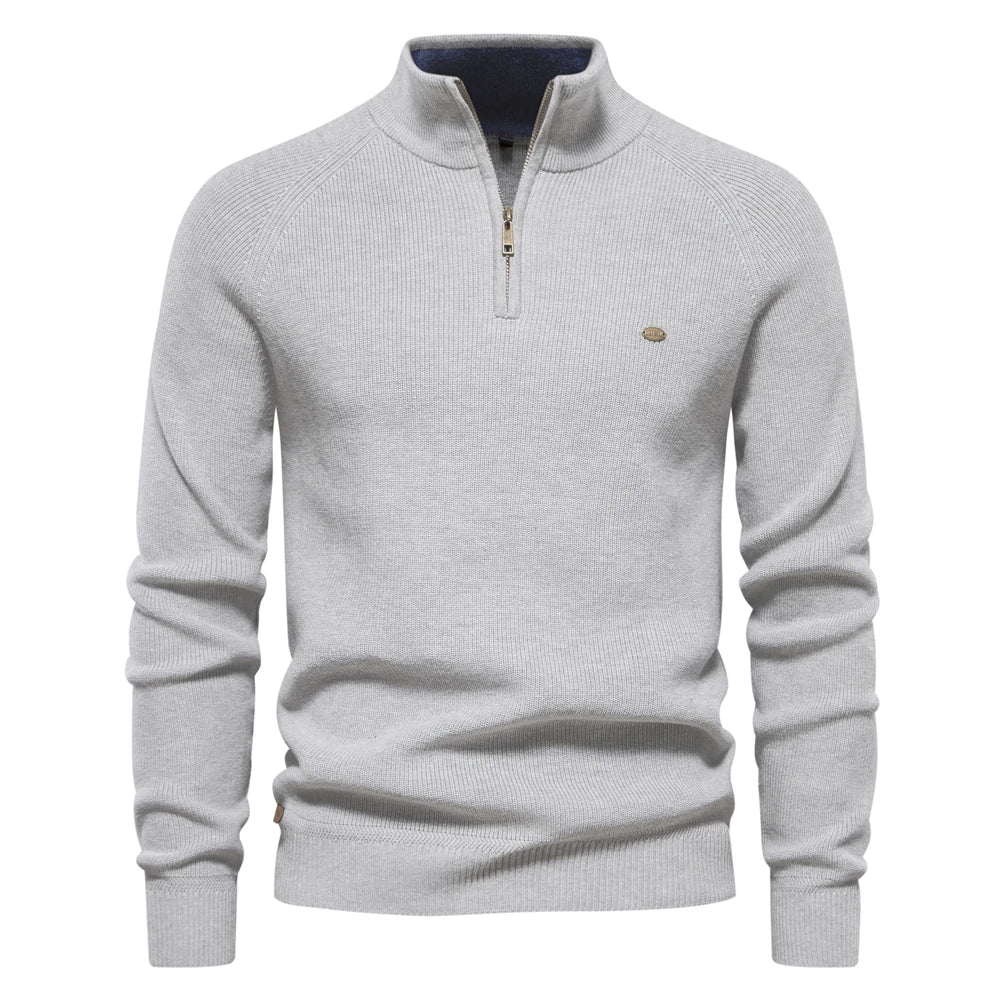 Variant image for Herren Strickjacke Braun Größe L Baumwolle mit Reißverschluss und hohem Kragen-1