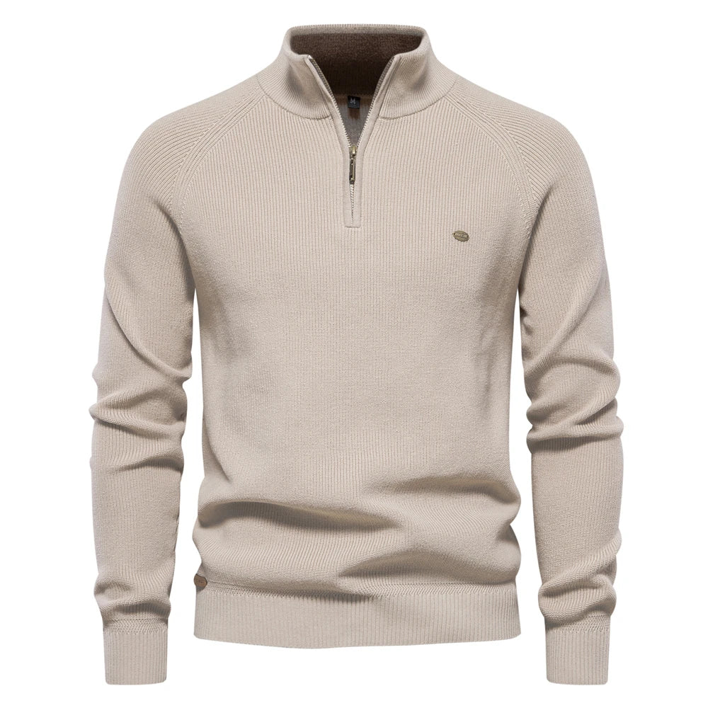 Variant image for Herren Strickjacke Braun Größe L Baumwolle mit Reißverschluss und hohem Kragen-5