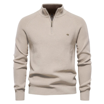 Variant image for Herren Strickjacke Braun Größe L Baumwolle mit Reißverschluss und hohem Kragen-5