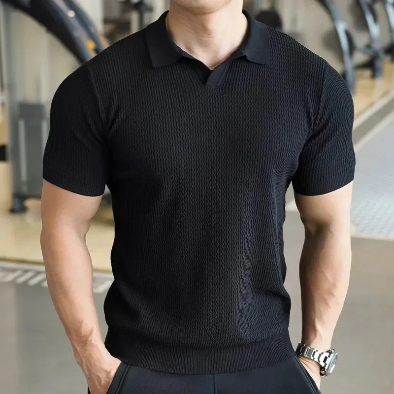 Variant image for Herren Polo Shirt Blau Größe M Baumwolle Slim Fit Kurzarm-3