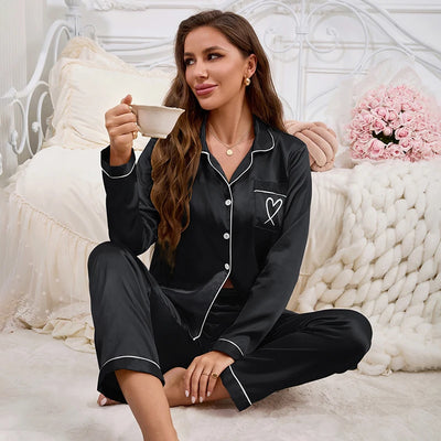Sophia | Eleganter Satin-Pyjama für Damen Langarm 7