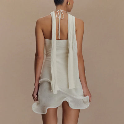 Celine Strick-Halterkleid mit Rüschen für Strand & Freizeit