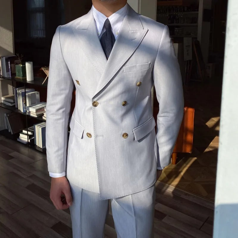 Variant image for Herrenanzug Grau Größe M Polyester Zweiteilig Old Money Stil für Hochzeit und formelle Anlässe-16