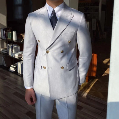 Variant image for Herrenanzug Grau Größe M Polyester Zweiteilig Old Money Stil für Hochzeit und formelle Anlässe-16